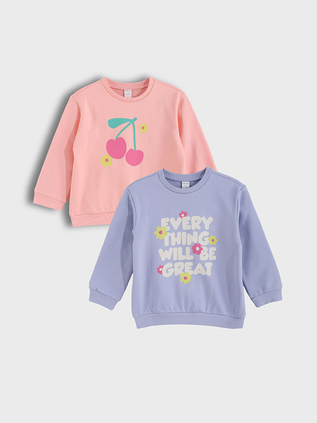 كنزة رياضية مطبوعة برقبة دائرية للبنات - عبوتان