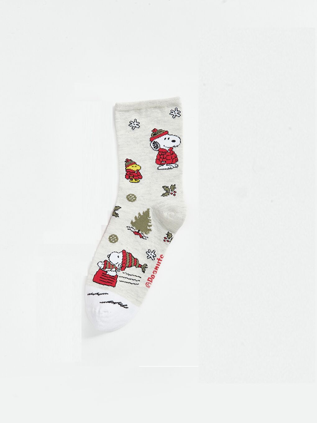 Gri Snoopy Baskılı Kadın Soket Çorap