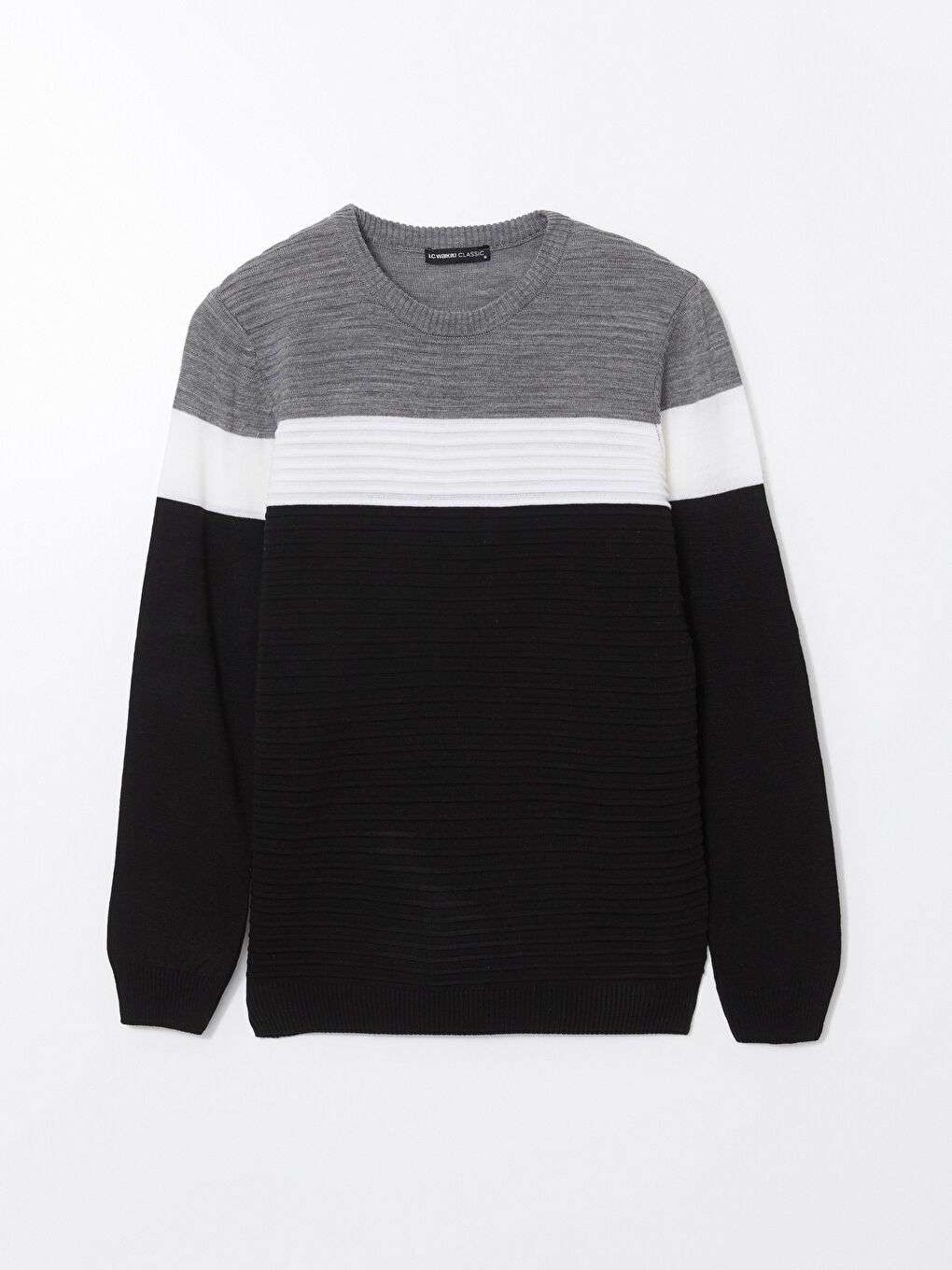 Crew Neck Long Sleeve Color Block Men's Knitwear Sweater-4