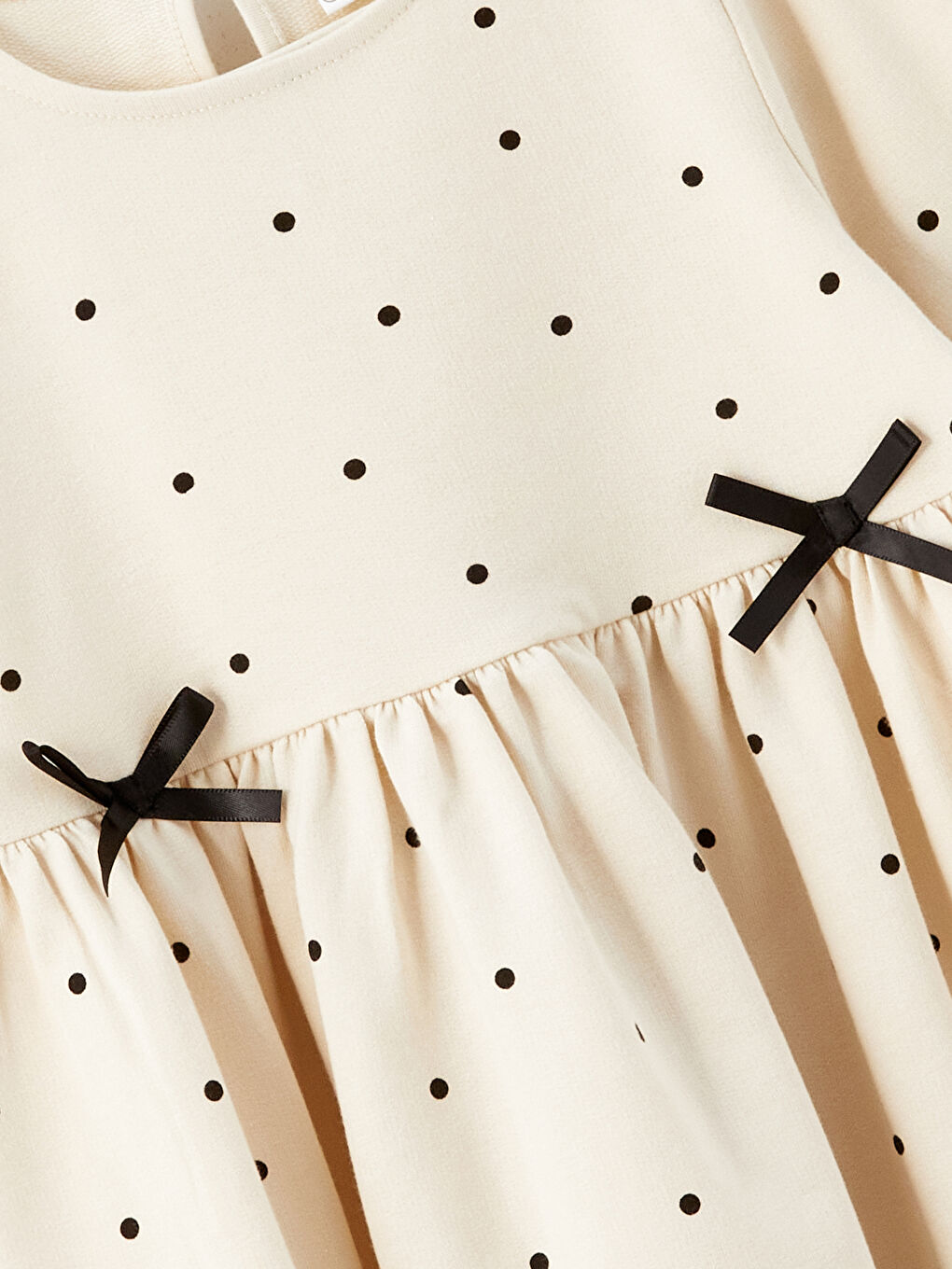 فستان للبنات كم طويل ياقة دائرية بنقشة البولكا دوت-1