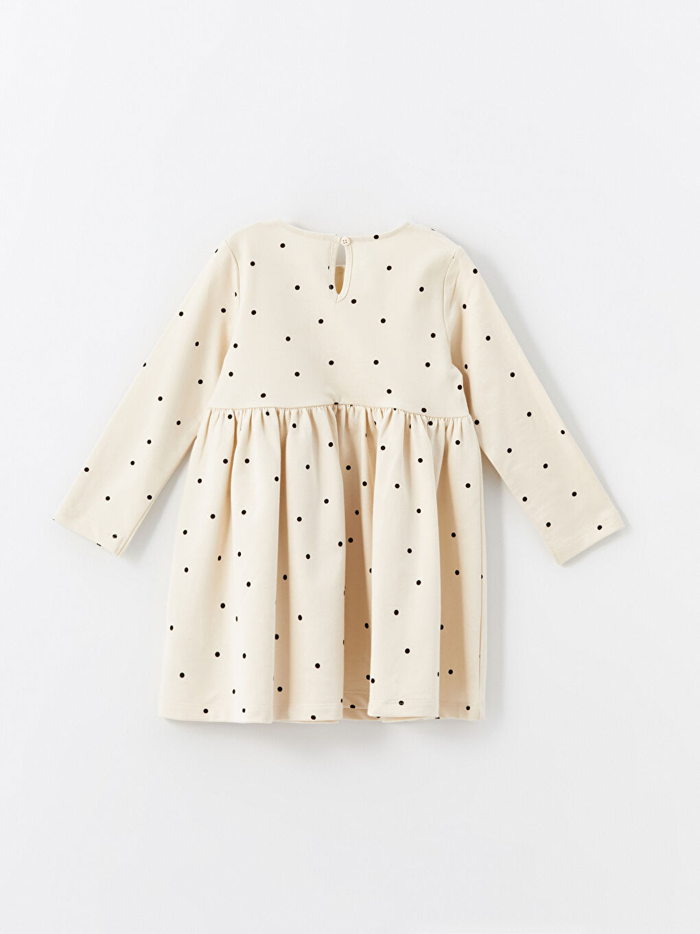 فستان للبنات كم طويل ياقة دائرية بنقشة البولكا دوت-2