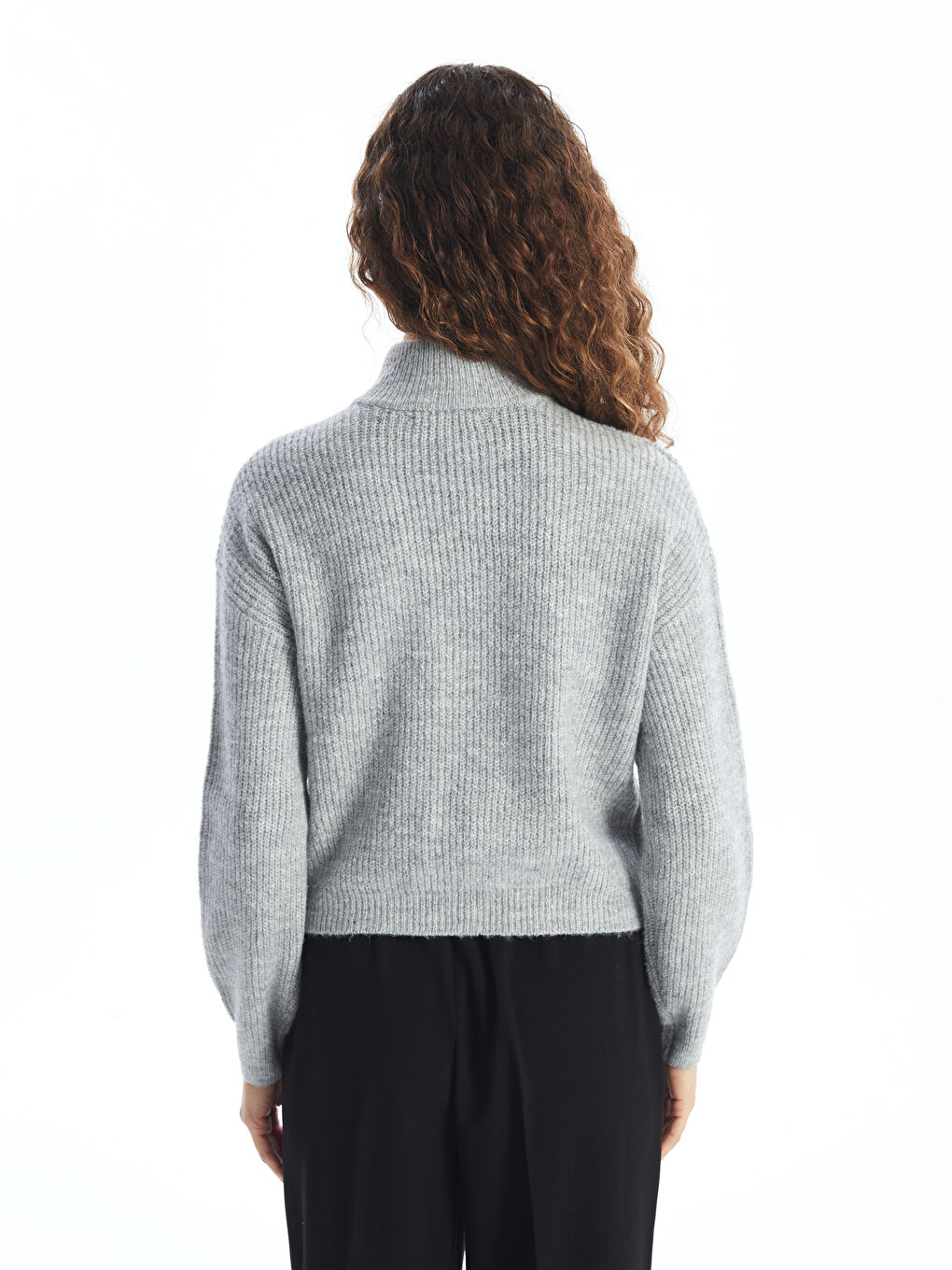 Funnel Neck Plain Long Sleeve Women's Knitwear Cardigan -W4FV38Z8-F7S