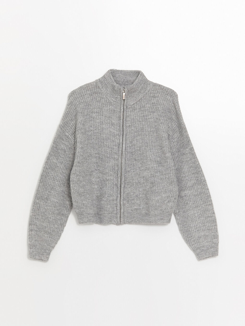 Funnel Neck Plain Long Sleeve Women's Knitwear Cardigan -W4FV38Z8-F7S