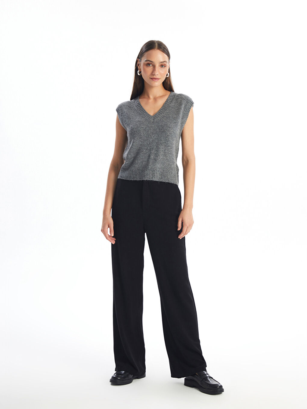 LCW Vision Gilet pull en tricot sans manches à encolure en V pour Femmes -W4FV40Z8-VYV