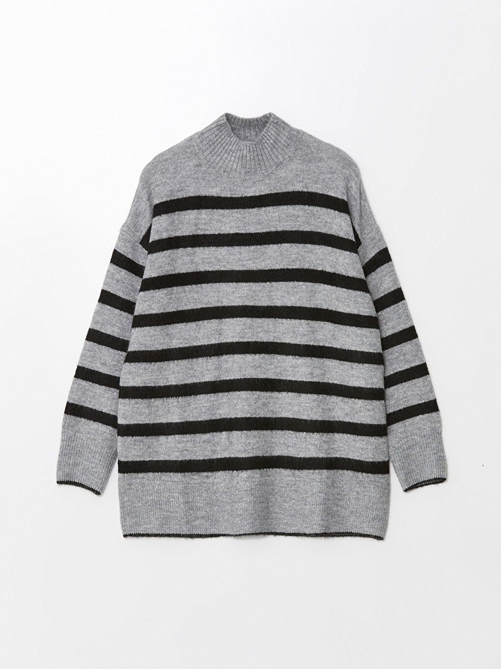 Свитер из трикотажа с полосками, оверсайз, полуводолазка, для женщин-4