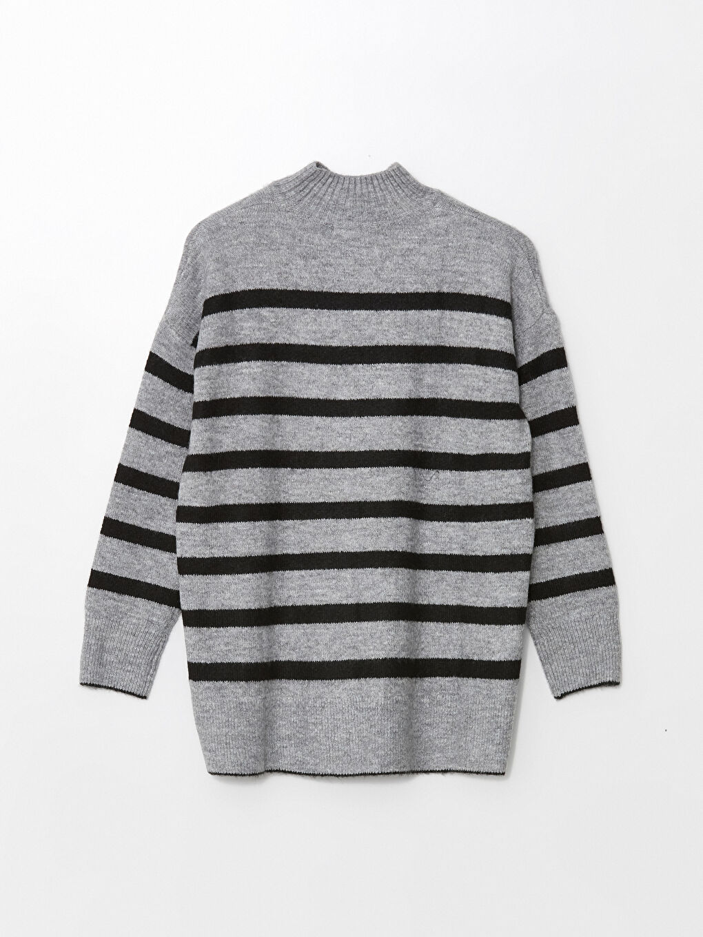 Свитер из трикотажа с полосками, оверсайз, полуводолазка, для женщин-5