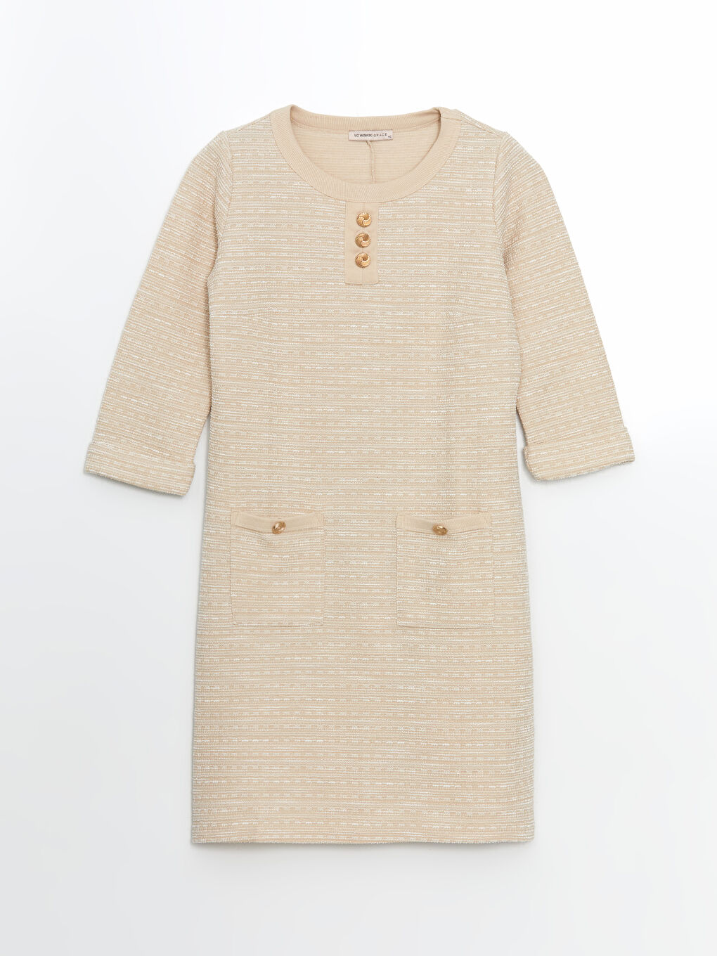 LCW Grace Crew Neck Patterned Women's Dress -W4FV96Z8-MHK