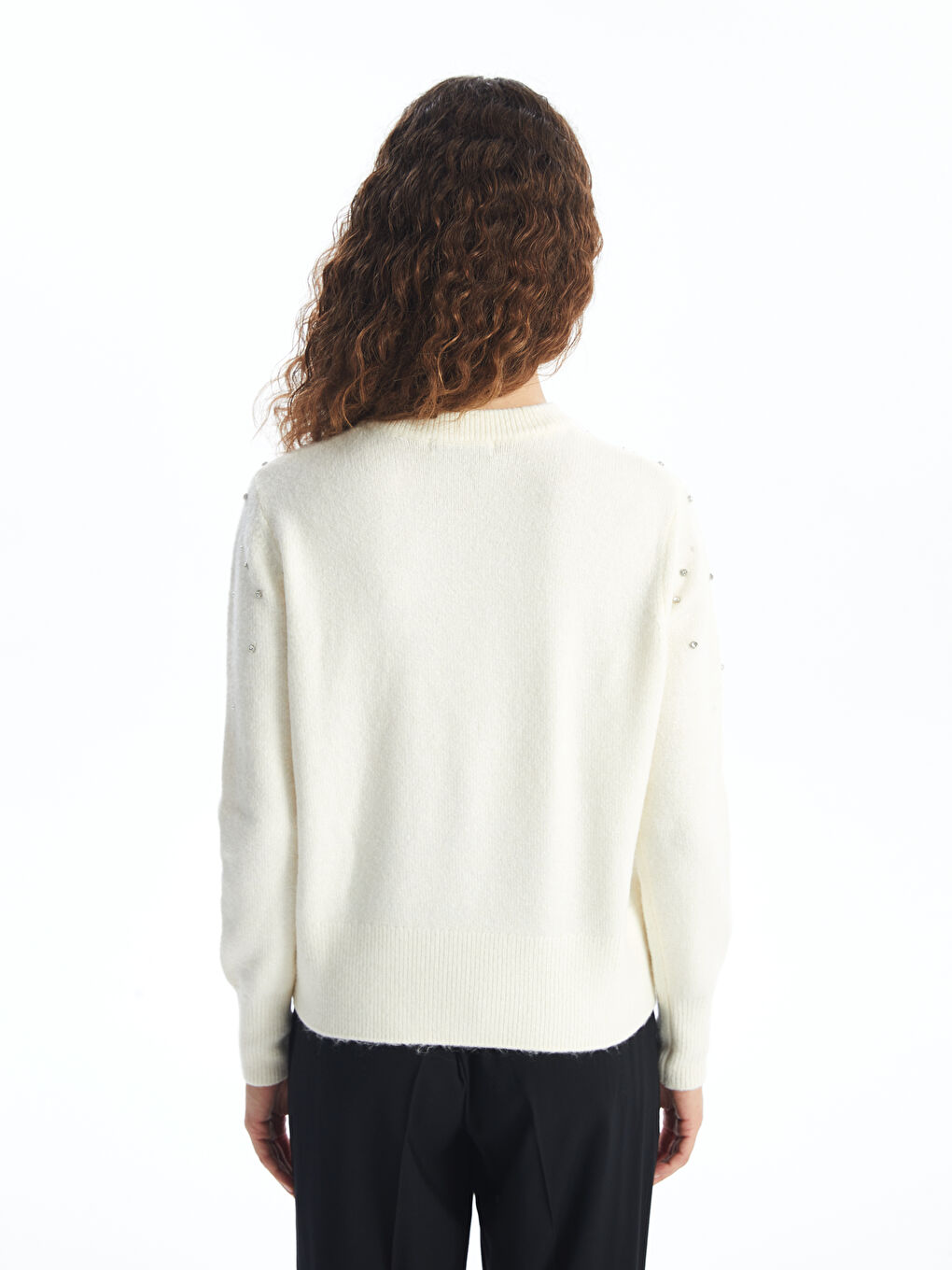 LCW Vision Crew Neck Rhinestone Embellished Women's Knit Sweater -W4FY03Z8-R9J