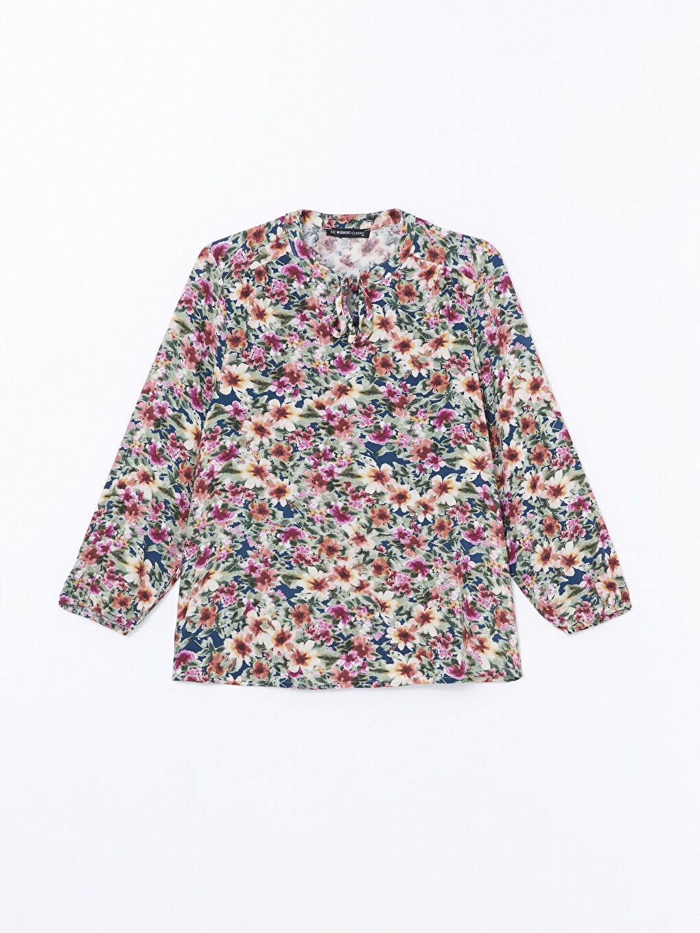 LCWAIKIKI Classic Tie Neck Floral Oversize Women's Blouse -W4FY16Z8-F9C
