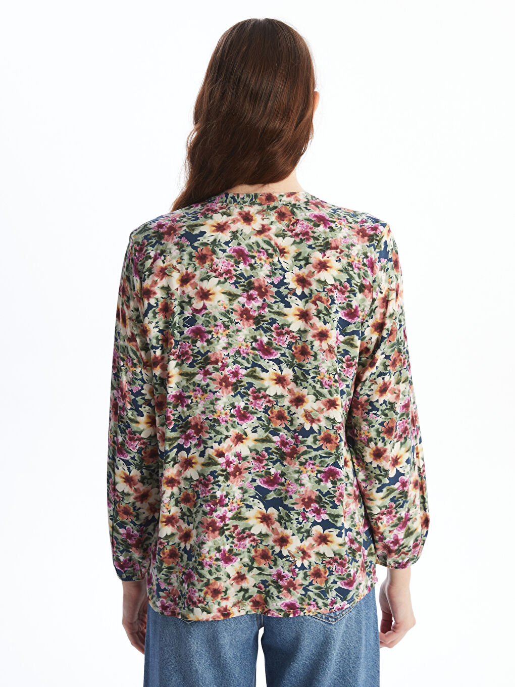 LCWAIKIKI Classic Tie Neck Floral Oversize Women's Blouse -W4FY16Z8-F9C