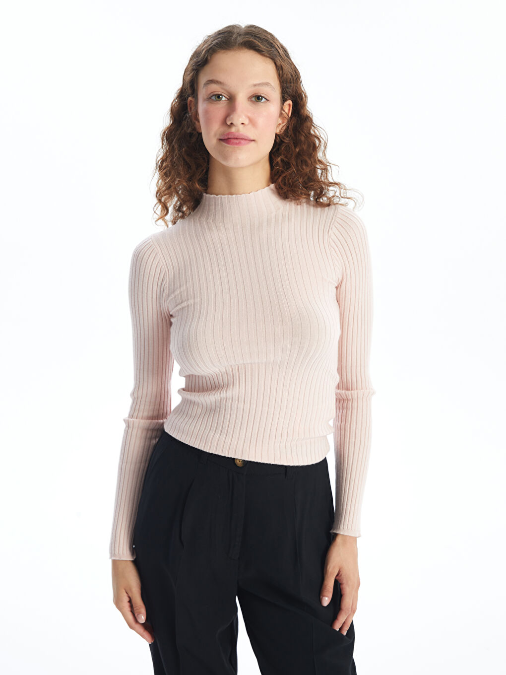 LCW Vision Half Turtleneck Textured Women's Knitwear Sweater -W4FY17Z8-KTK