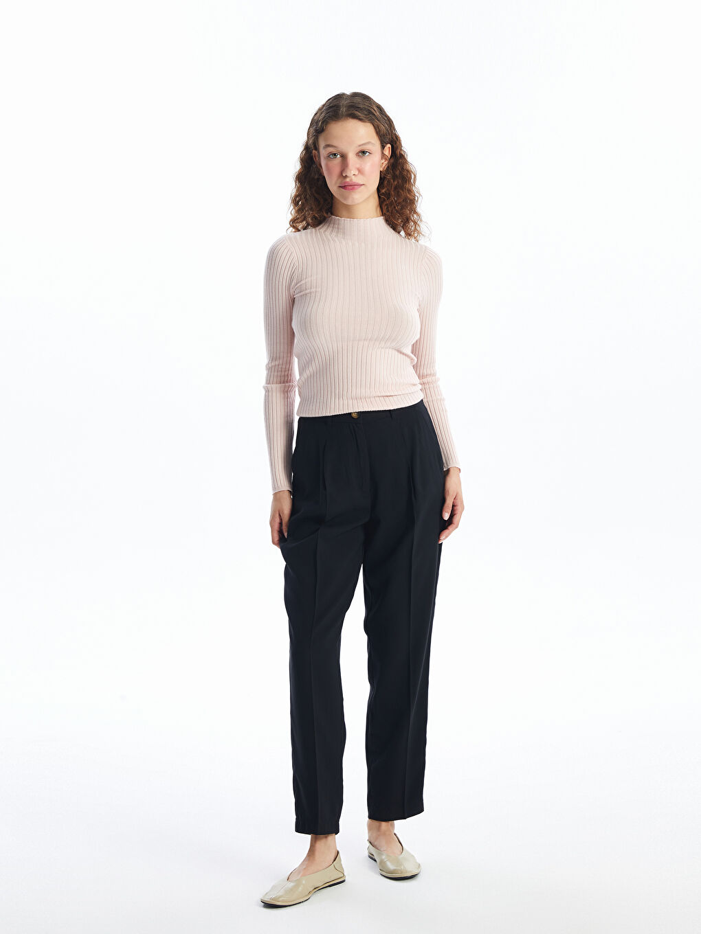 LCW Vision Half Turtleneck Textured Women's Knitwear Sweater -W4FY17Z8-KTK