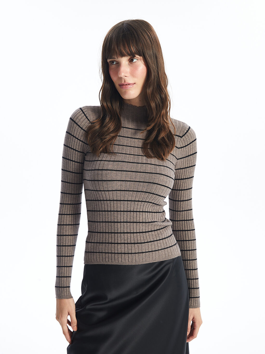 LCW Vision Halbhoher Rollkragen Strukturierter Damen Strickpullover -W4FY17Z8-LEW