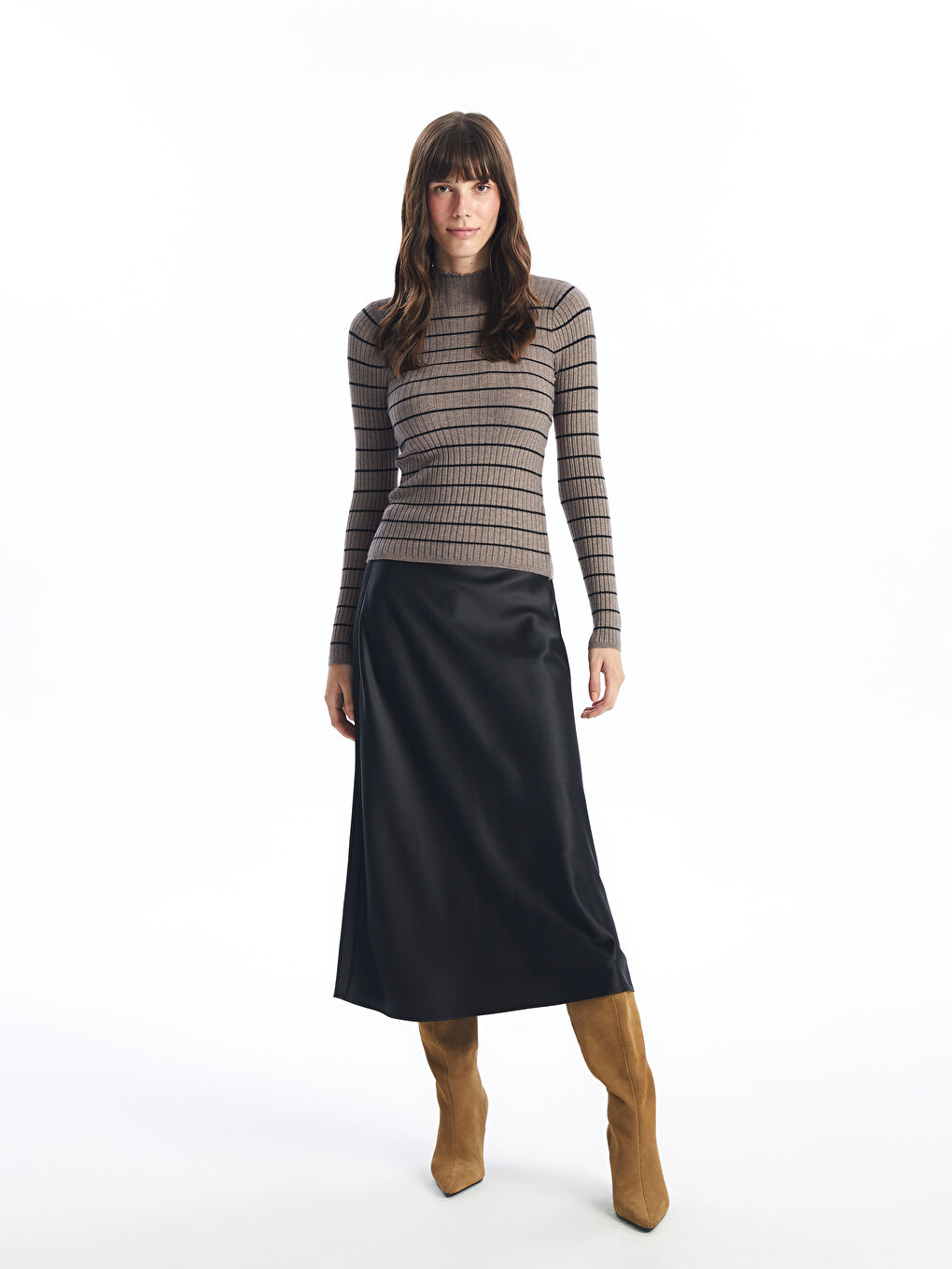 LCW Vision Halbhoher Rollkragen Strukturierter Damen Strickpullover -W4FY17Z8-LEW