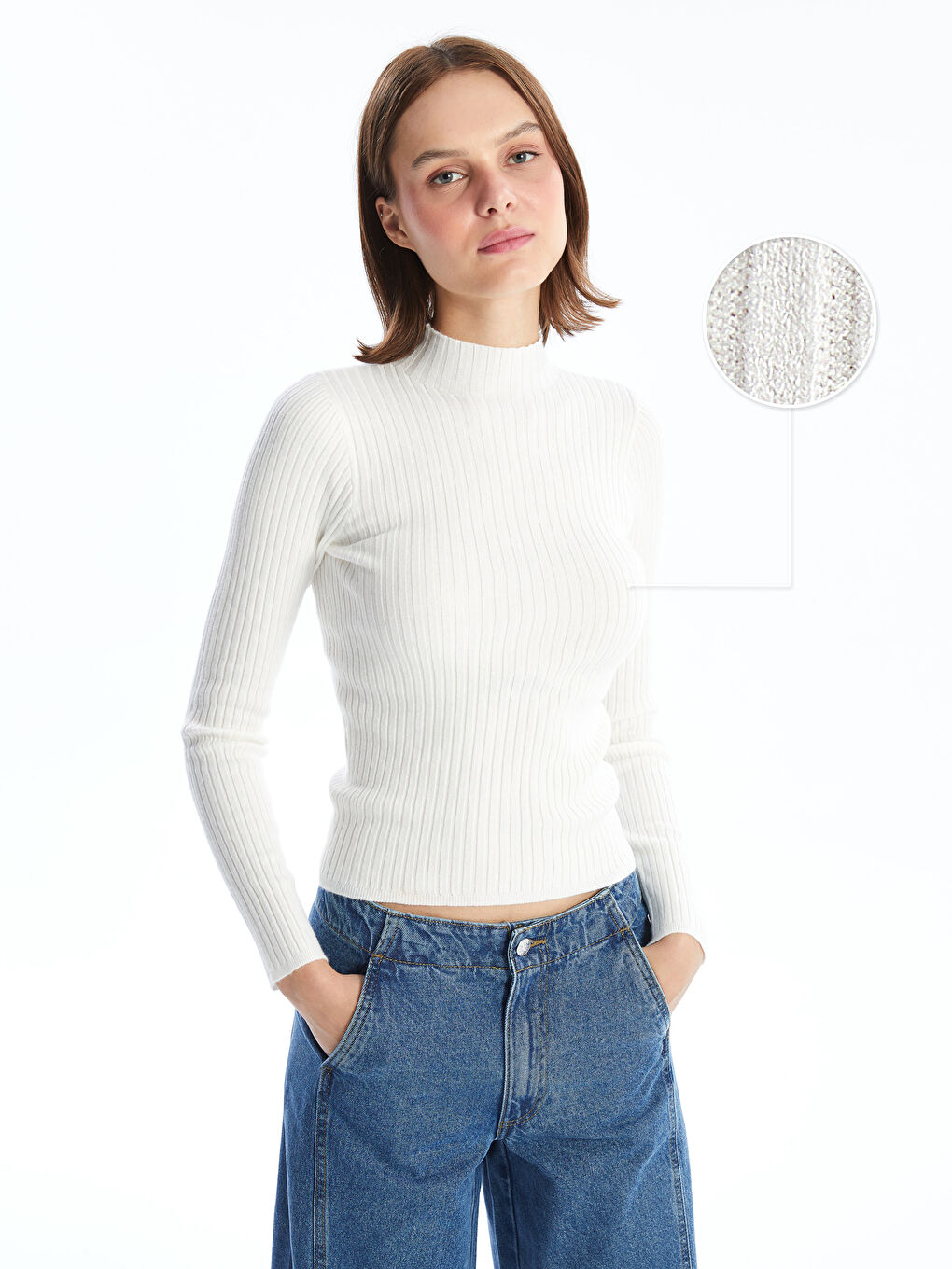LCW Vision Half Turtleneck Textured Women's Knitwear Sweater -W4FY17Z8-R9J