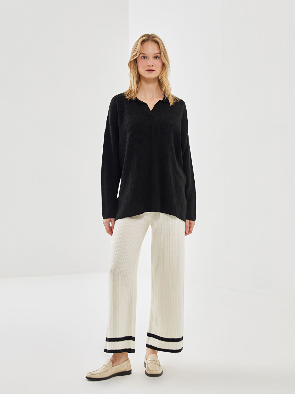 Elasticated Waist Women's Knitwear Trousers -W4FY29Z8-LEG
