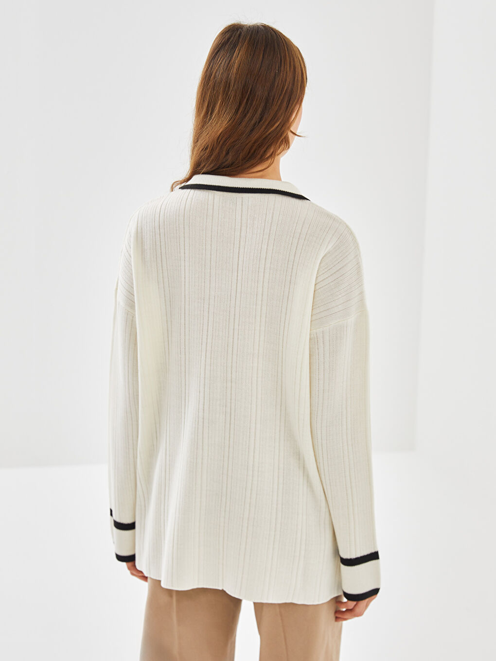 Pull-over Rayé à Col roulé pour Femmes en Tricot-3