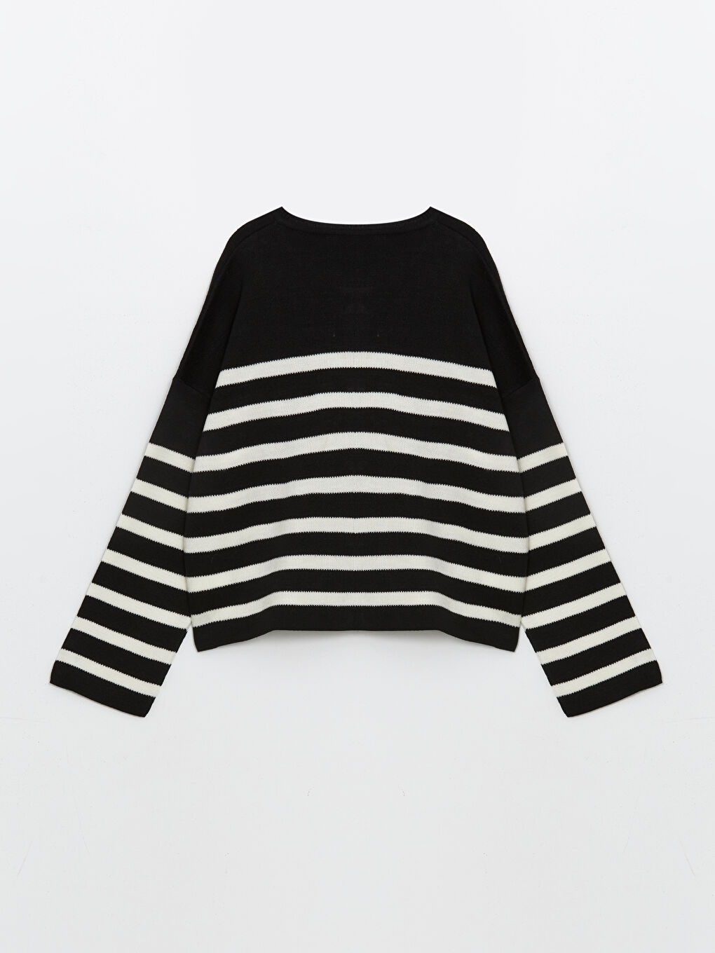 Cardigan en Tricot Rayé Surdimensionné pour Femmes Col Rond-5
