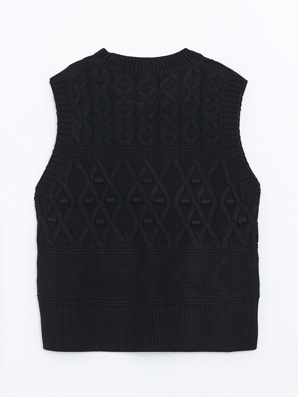 Crew Neck Self Patterned Women's Knitwear Sweater Vest -W4FY32Z8-CVL