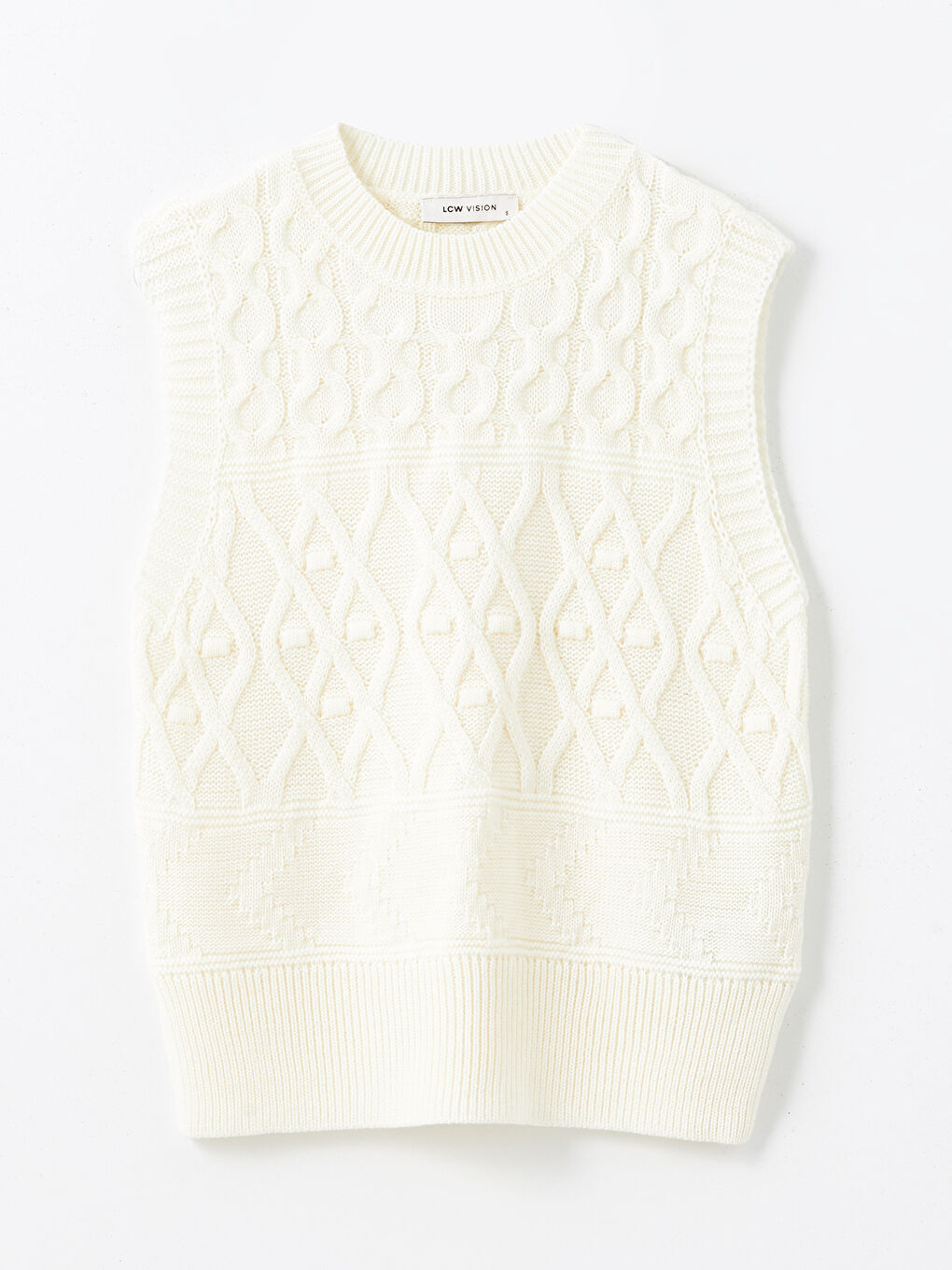 صدرية كنزة صوفية بنمط ذاتي برقبة دائرية للسيدات-4