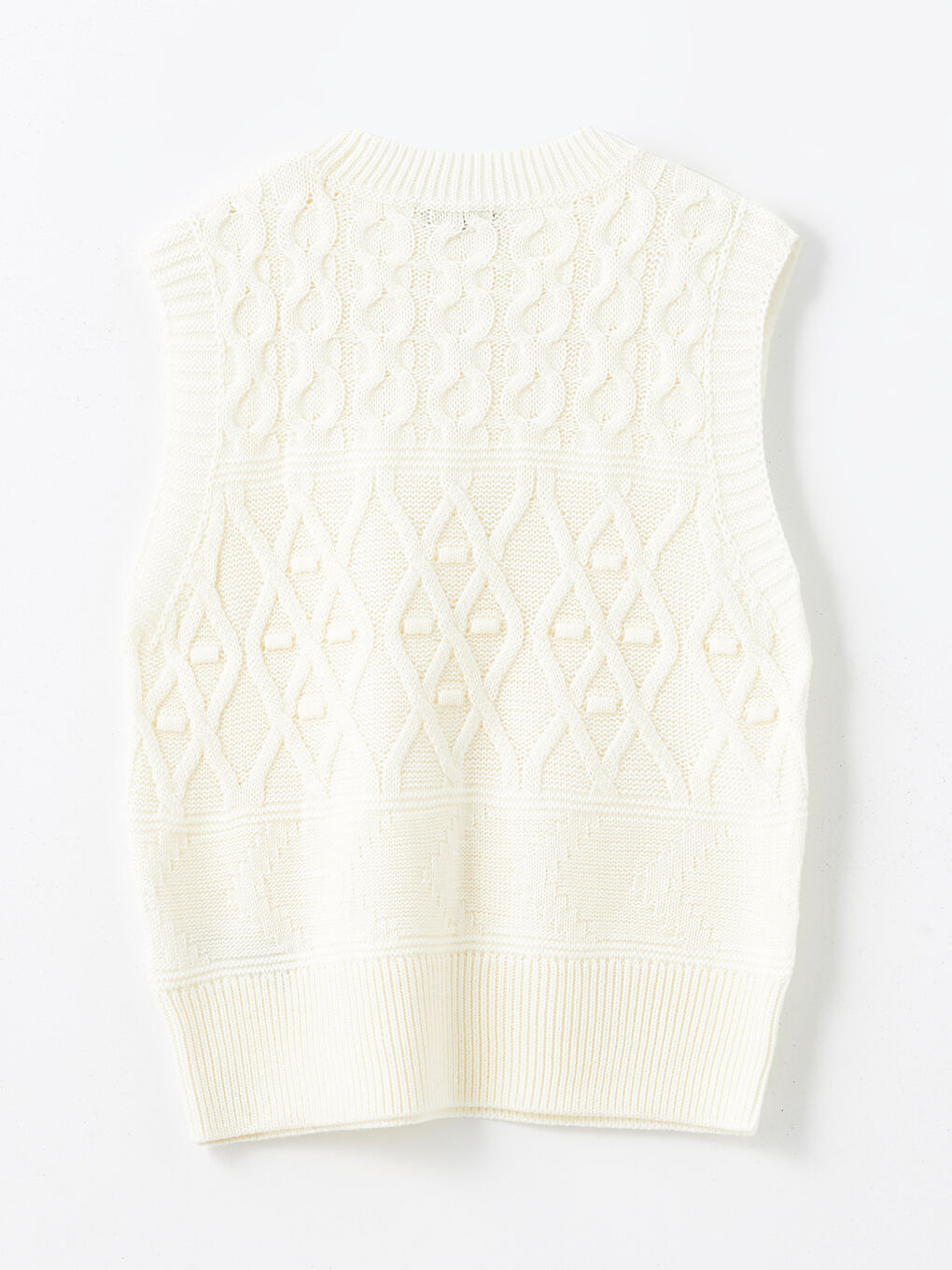 صدرية كنزة صوفية بنمط ذاتي برقبة دائرية للسيدات-5