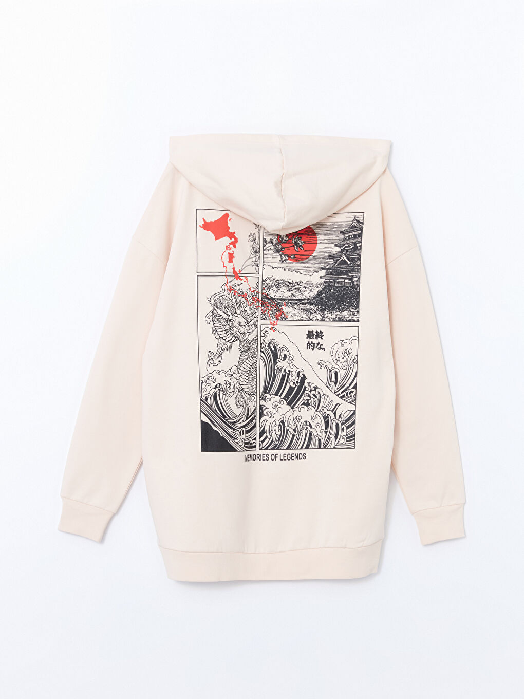 LCW Vision Anime Printed Oversize Women's Thick Hoodie -W4FY35Z8-VED