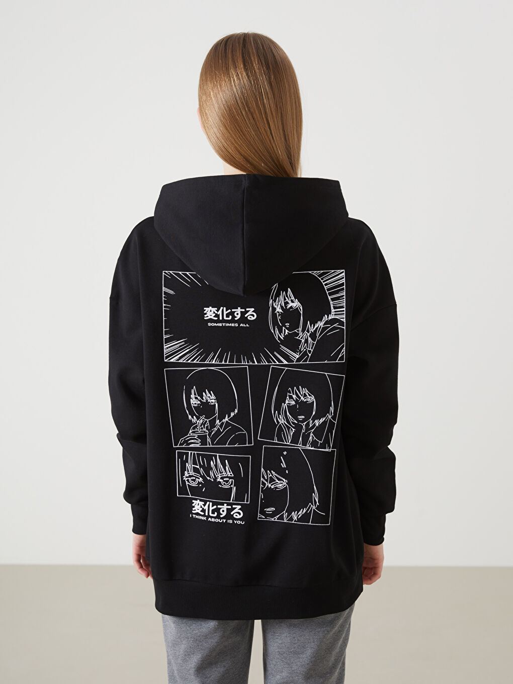 هودي سميك مطبوع أنمي واسع الحجم للسيدات-3