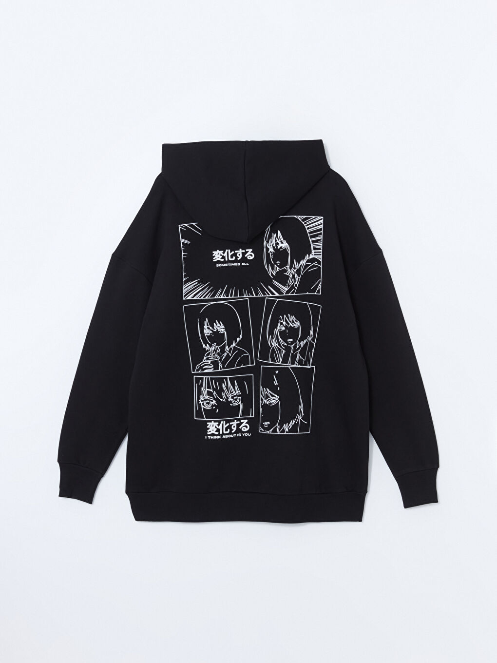 هودي سميك مطبوع أنمي واسع الحجم للسيدات-6