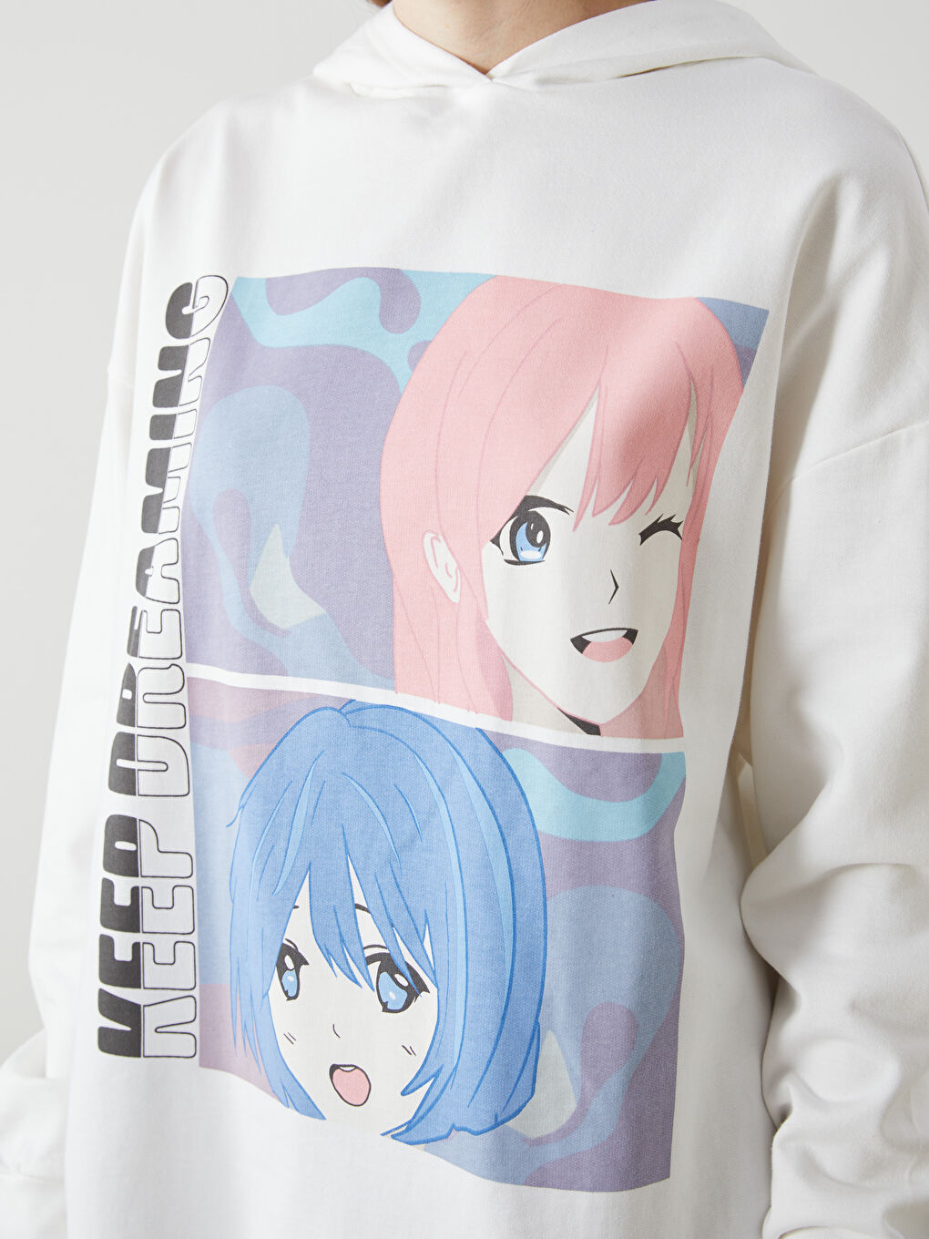 LCW Vision Anime Printed Oversize Women's Thick Hoodie -W4FY40Z8-R9J