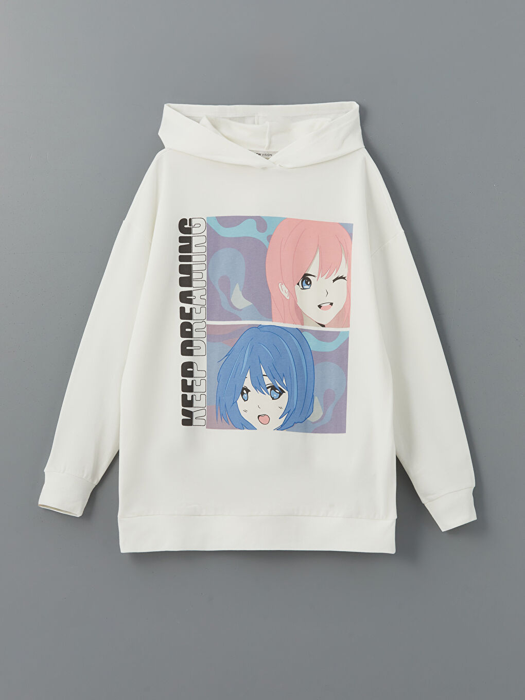 LCW Vision Anime Printed Oversize Women's Thick Hoodie -W4FY40Z8-R9J