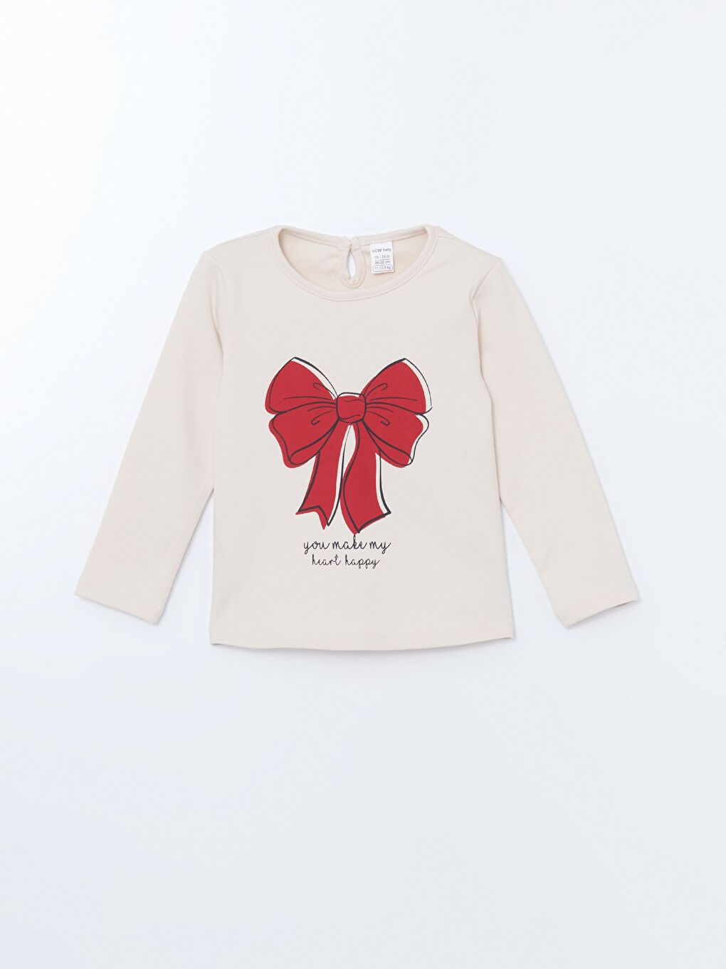 Crew Neck Long Sleeve Printed Girls' T-Shirt