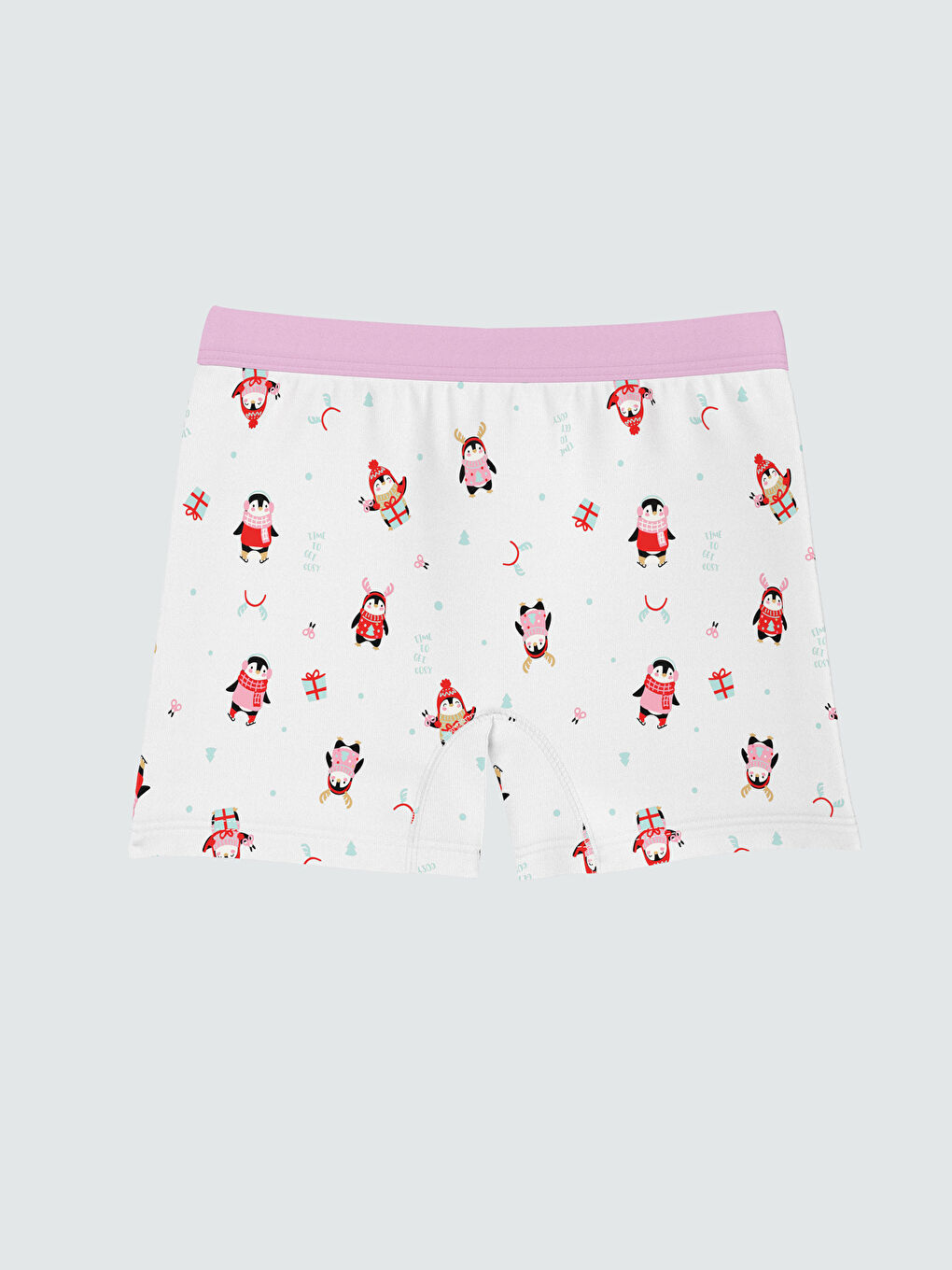 Ekru Yılbaşı Temalı Kız Çocuk Boxer 3'lü-4