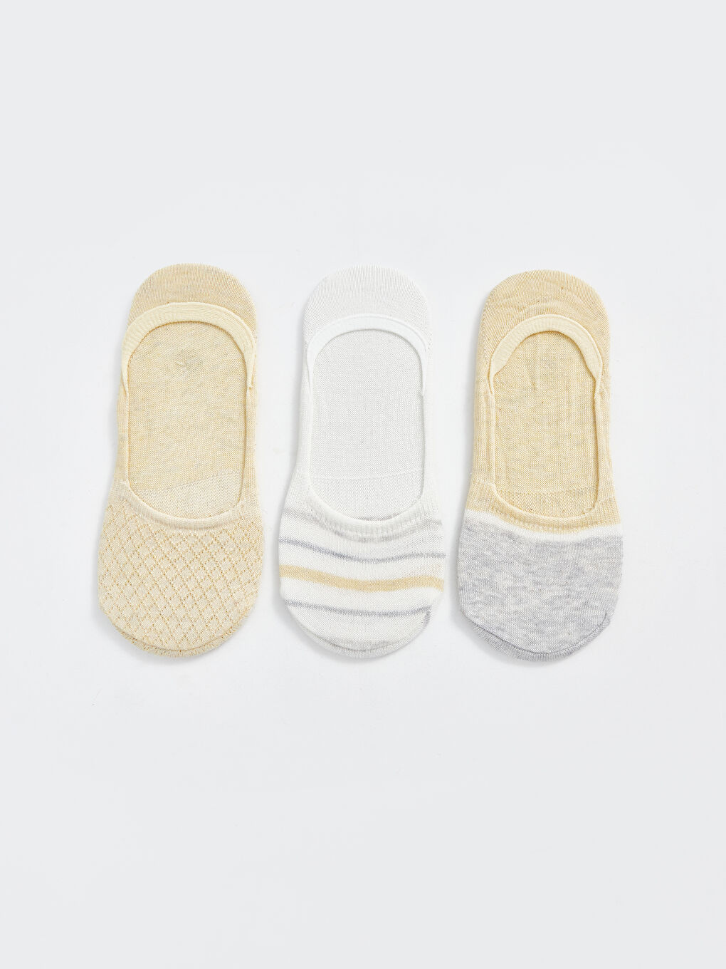 Sarı Çizgili Kadın Babet Çorap 3'lü