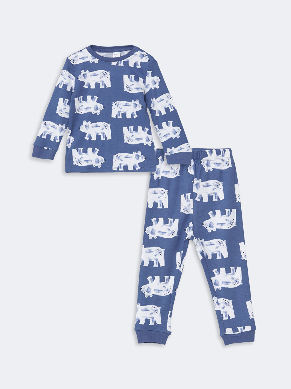 LCW Kids Mavi Bisiklet Yaka Erkek Çocuk Pijama Takımı