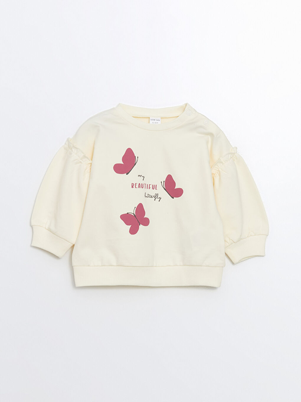 طقم بلوزة كم طويل بياقة دائرية مطبوعة للبنات الرضع مع بنطلون ضيق - مجموعة من قطعتين-1