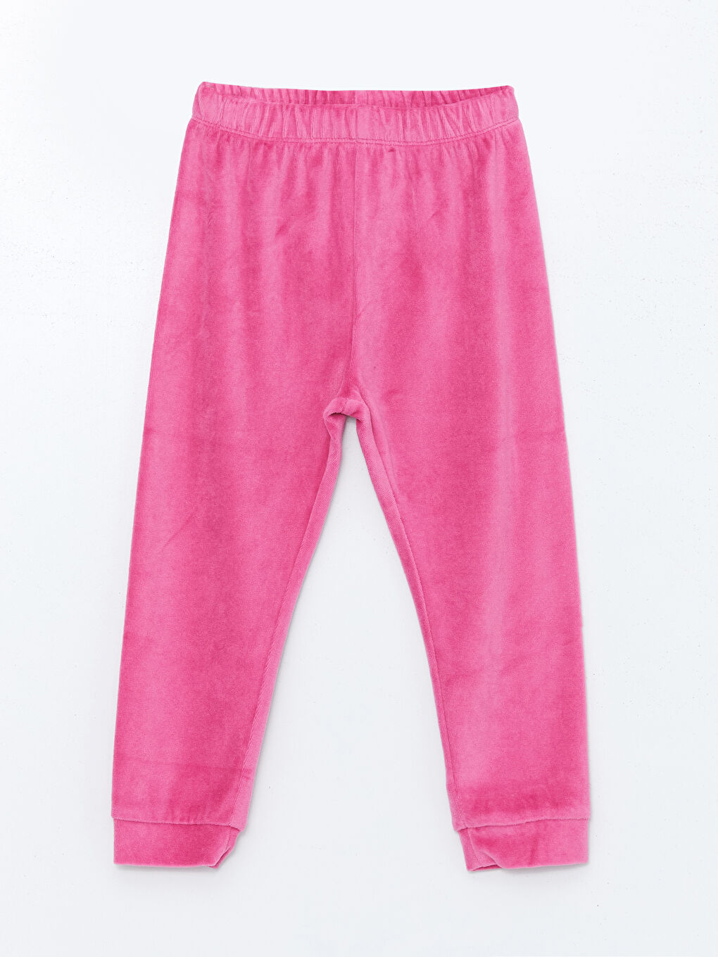 Pembe Beli Lastikli Kız Bebek Kadife Pijama Alt