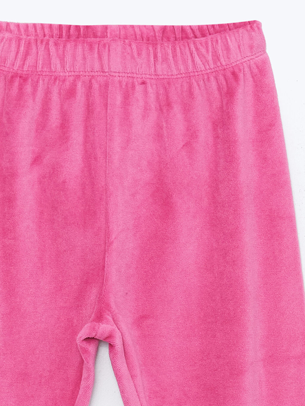 Pembe Beli Lastikli Kız Bebek Kadife Pijama Alt-1