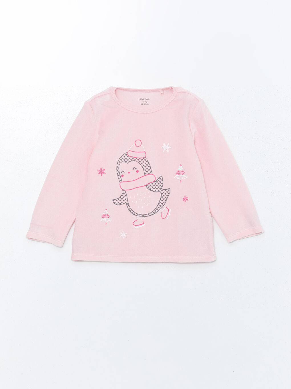 Pembe Bisiklet Yaka Baskılı Kız Bebek Pijama Üstü