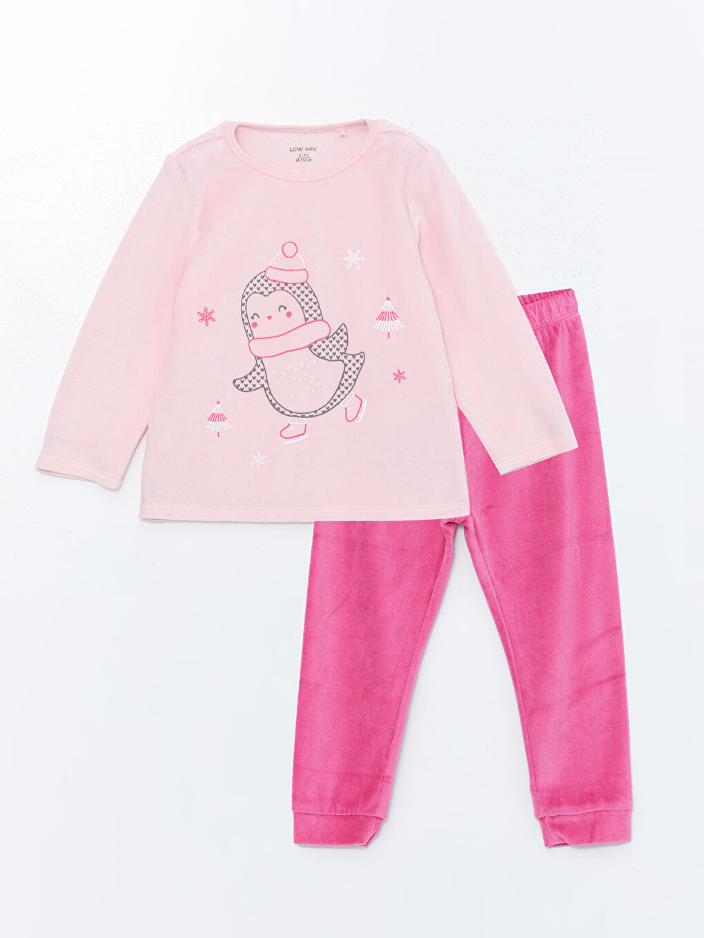 LCW baby Pembe Bisiklet Yaka Kız Çocuk Pijama Takımı