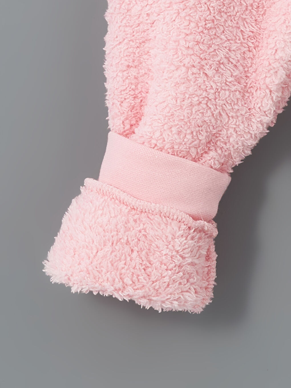 Pembe Beli Lastikli Kız Bebek Pelüş Pijama Alt-2