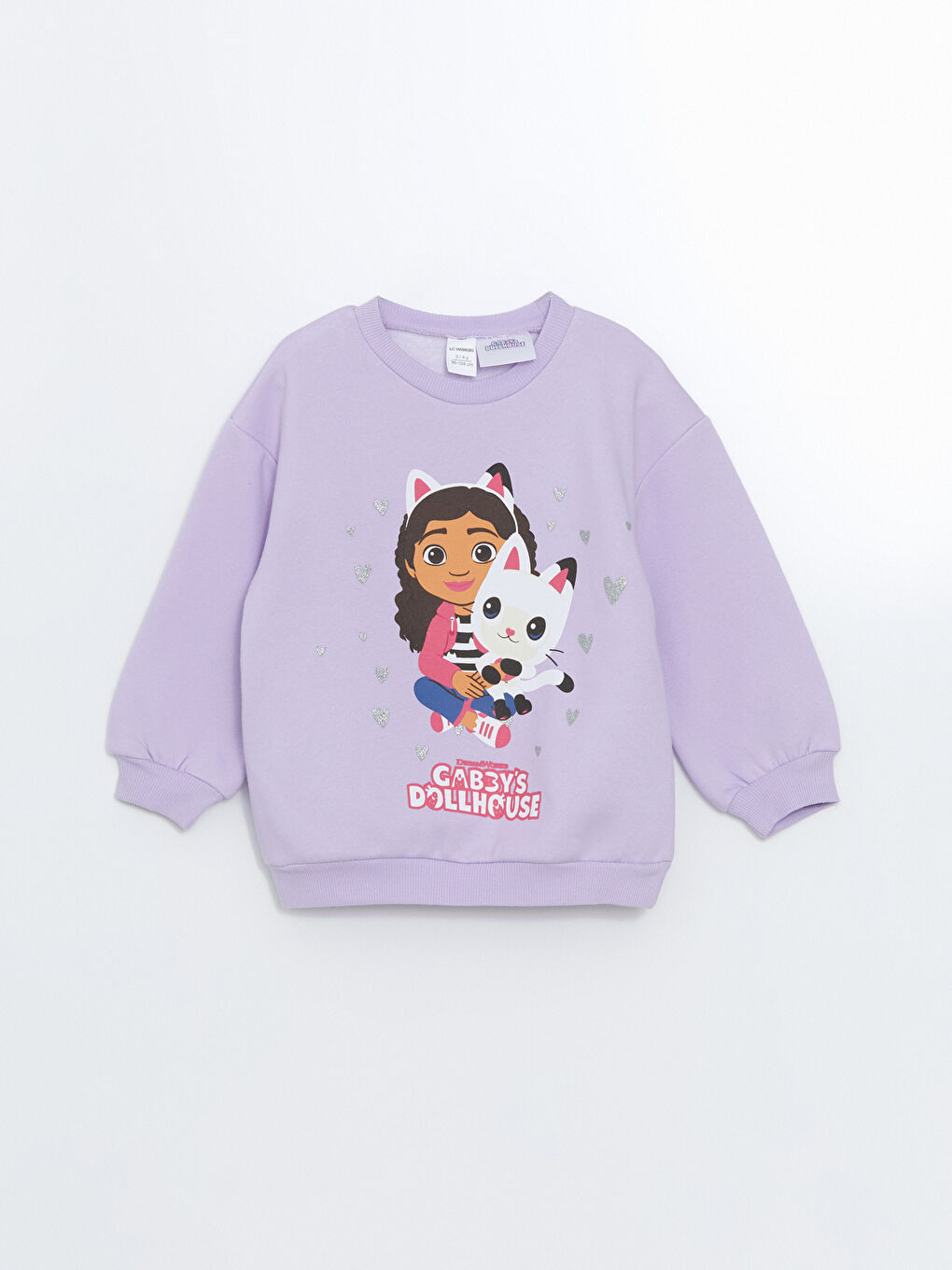 LCW Kids Lila Uzun Kollu Gabby's Dollhouse Baskılı Kız Çocuk Sweatshirt ve Tayt 2'li Takım - 1