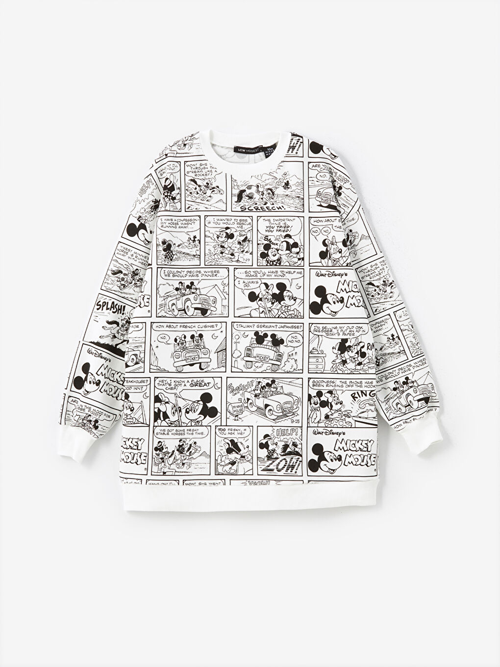 LCW Modest Siyah Baskılı Bisiklet Yaka Mickey ve Minnie Mouse Baskılı Kadın Sweatshirt Tunik - 4