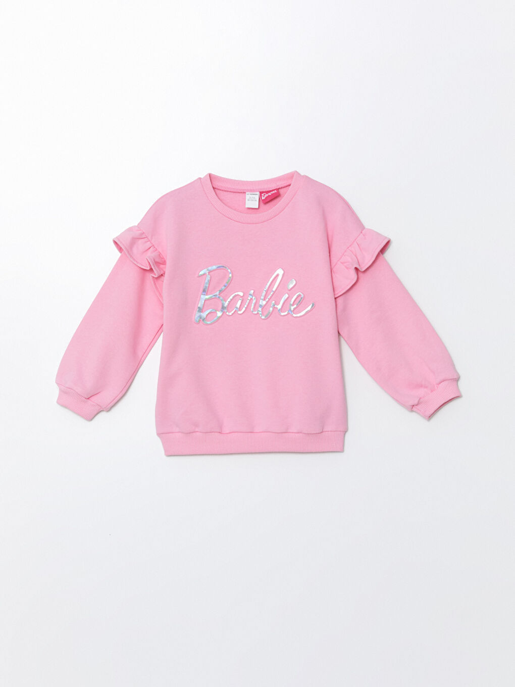 LCW Kids Pembe Leylak Bisiklet Yaka Barbie Baskılı Kız Çocuk Sweatshirt