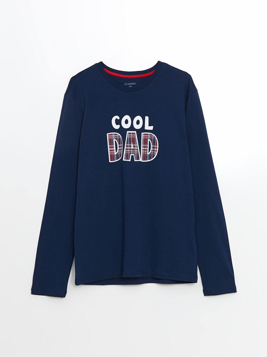 Lacivert Bisiklet Yaka Uzun Kollu Erkek Pijama Üst