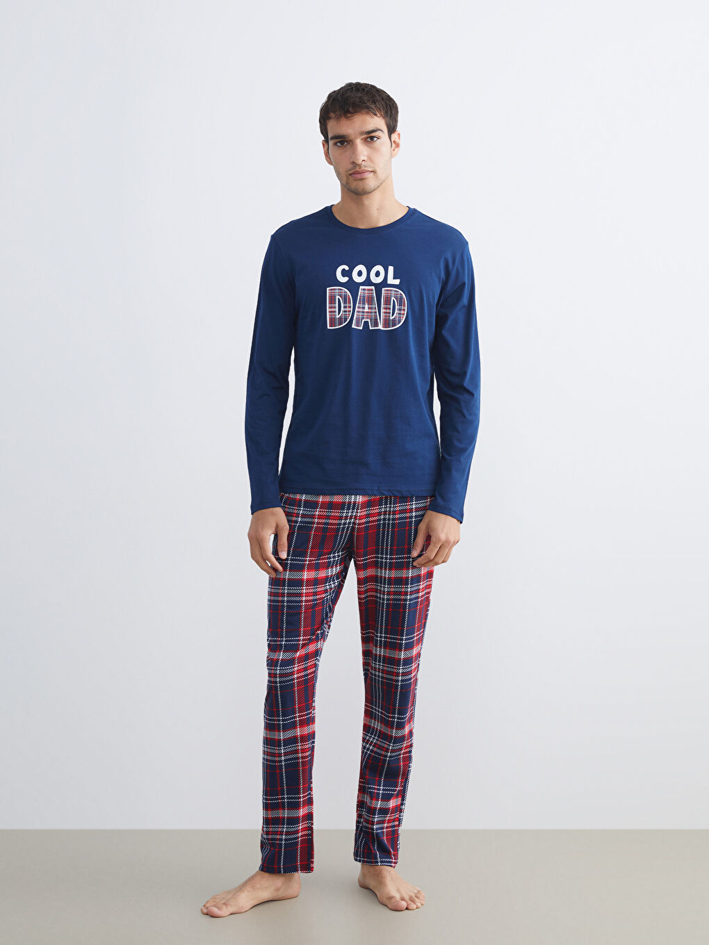 Lacivert Standart Kalıp Erkek Pijama Takımı-1