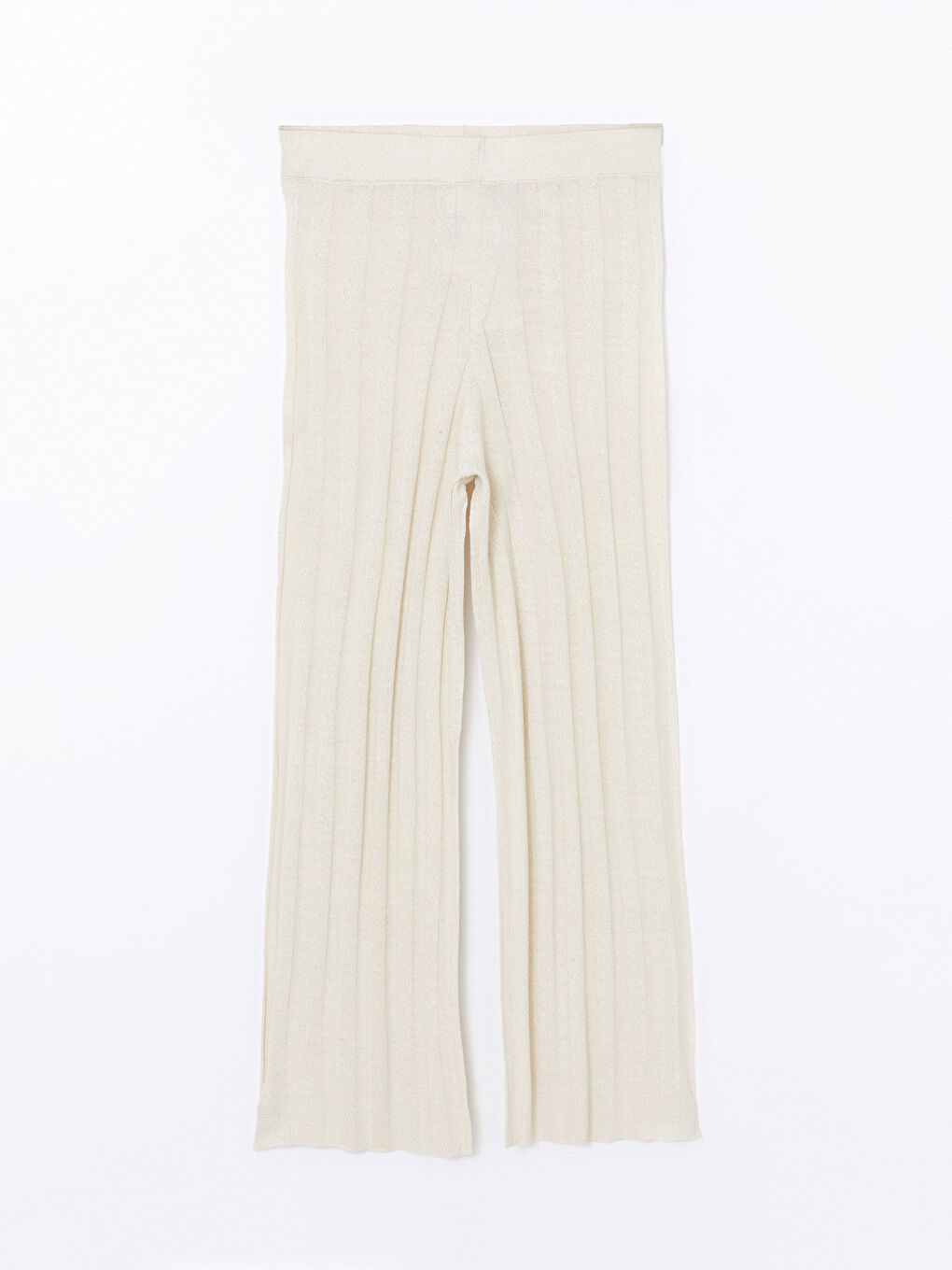 Elastic Waist Shiny Look Women's Knitwear Trousers-4