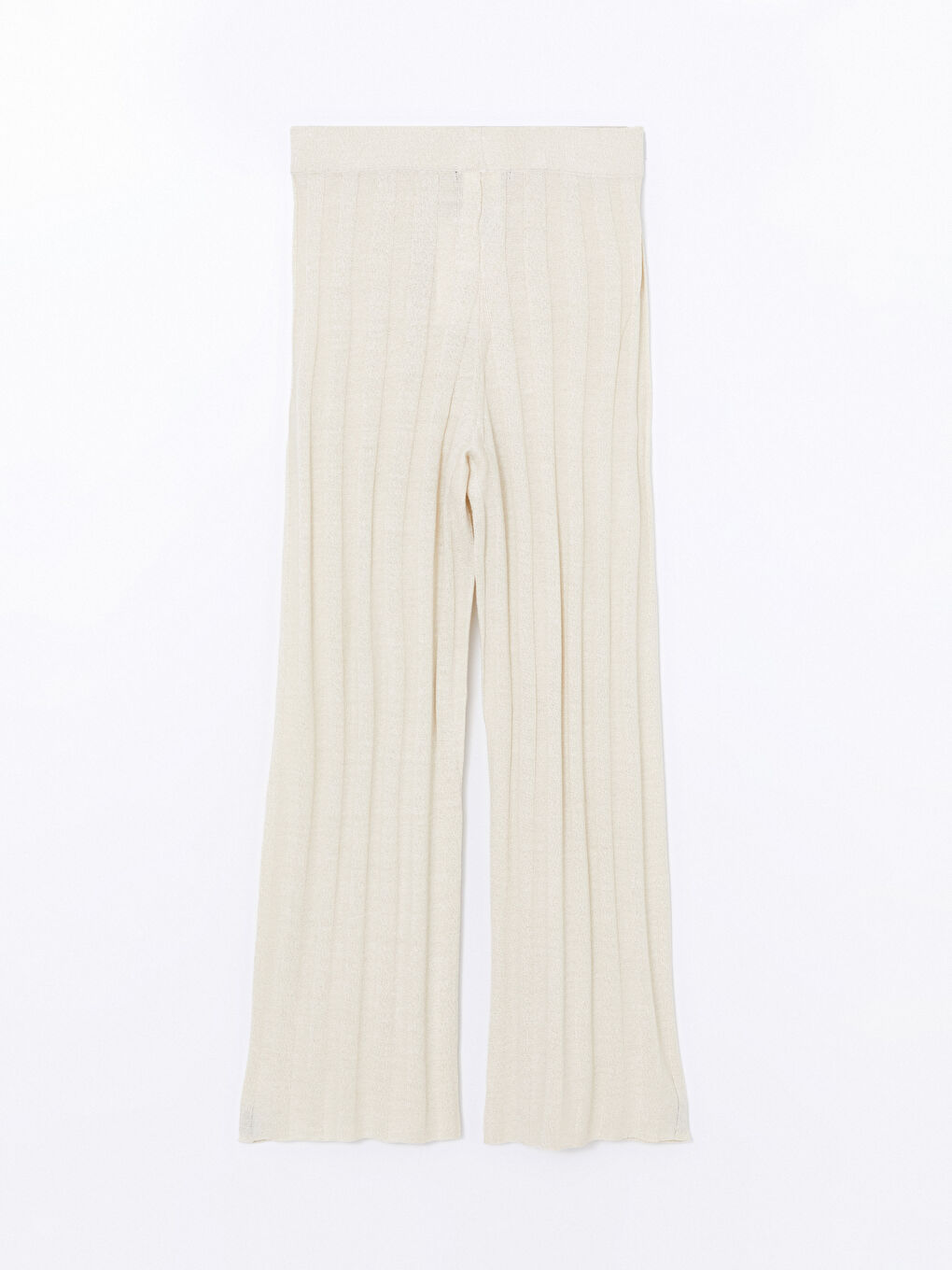 Elastic Waist Shiny Look Women's Knitwear Trousers-5