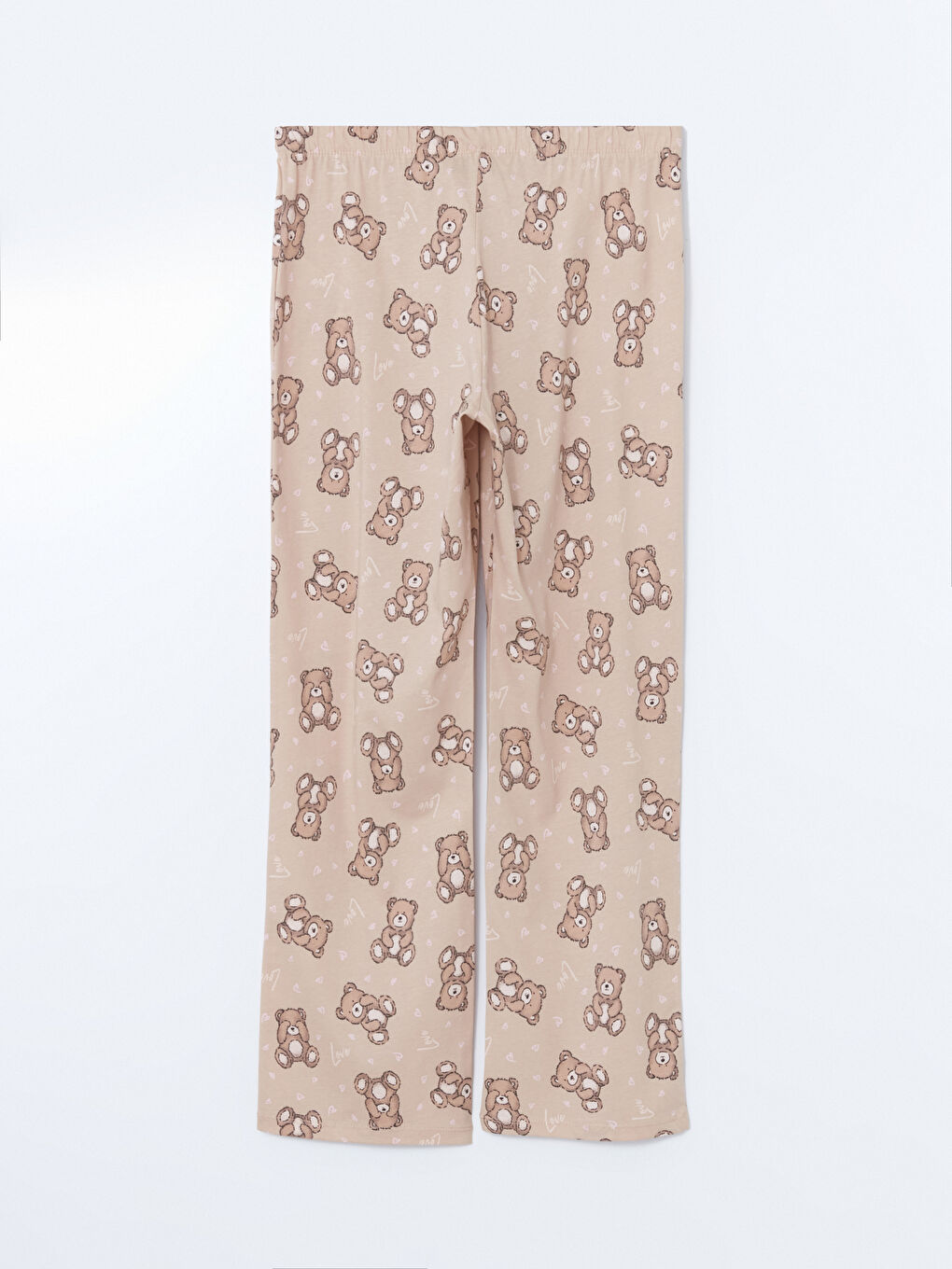 Bej Beli Lastikli Baskılı Kadın Pijama Altı-1