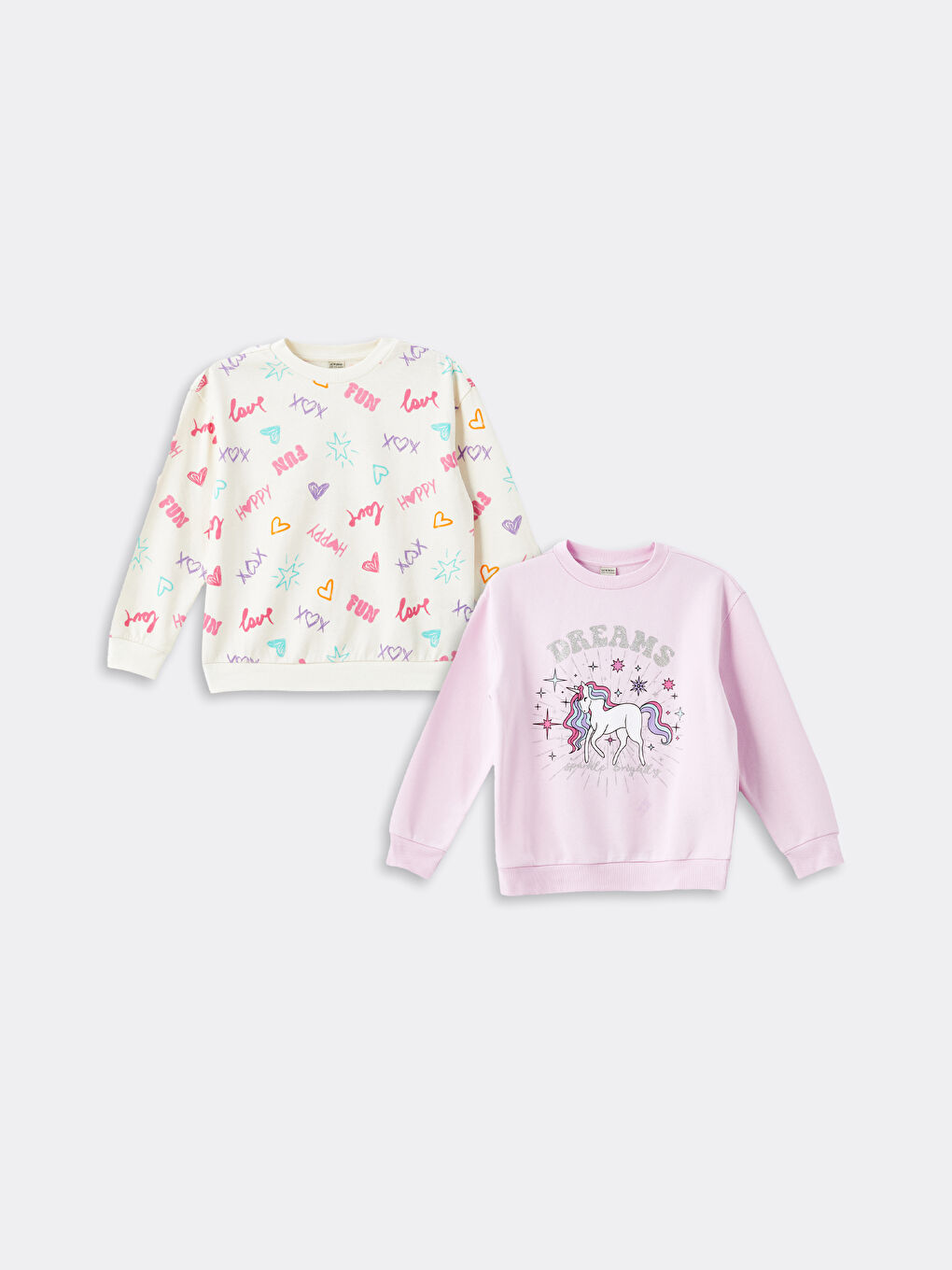 LCW Kids Rundhalsausschnitt Sweatshirt für Mädchen 2er-Pack -W4G519Z4-QWM