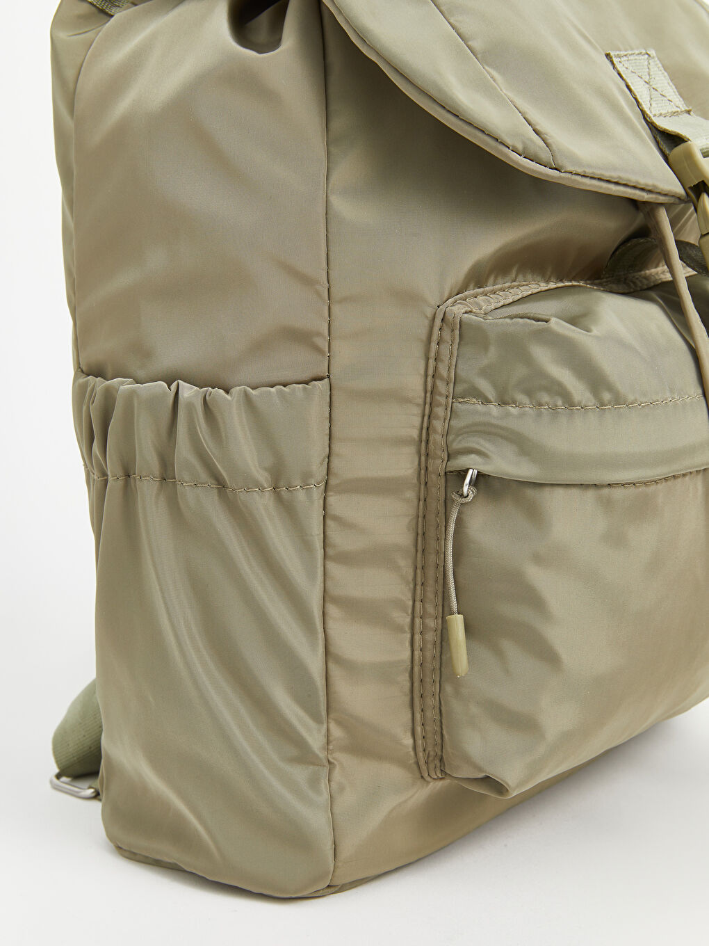 Haki Çok Bölmeli Kadın Sırt Çantası-5